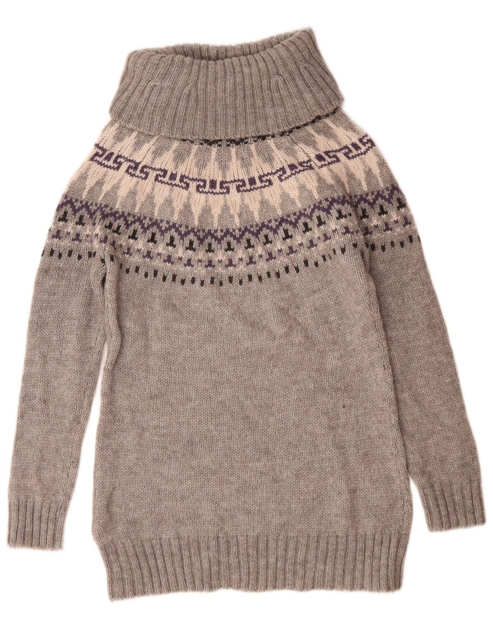 Marks & Spencer Damski sweter z golfem UK 12 Średni szary Fair Isle