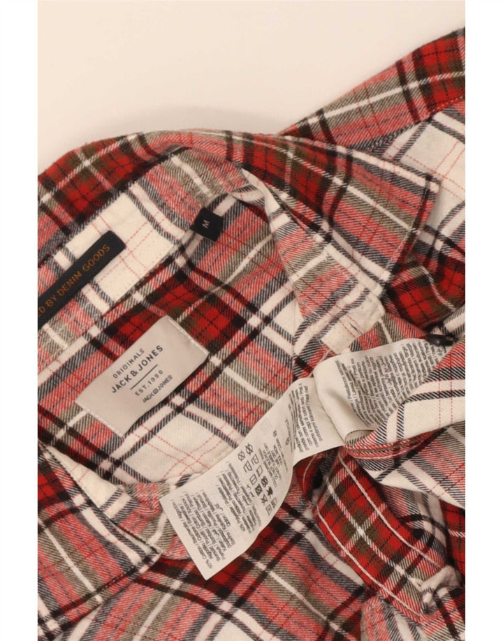 Męska koszula flanelowa Jack & Jones, bawełniana w czerwoną kratę