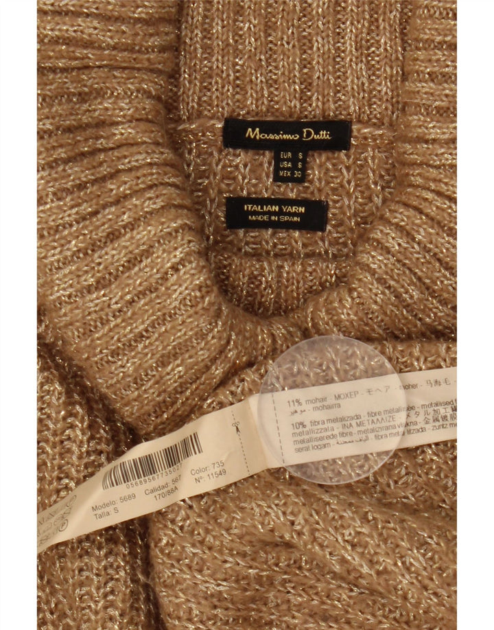 Sweter damski Massimo Dutti z wywijanym dekoltem UK 10, mały, beżowy, nakrapiany
