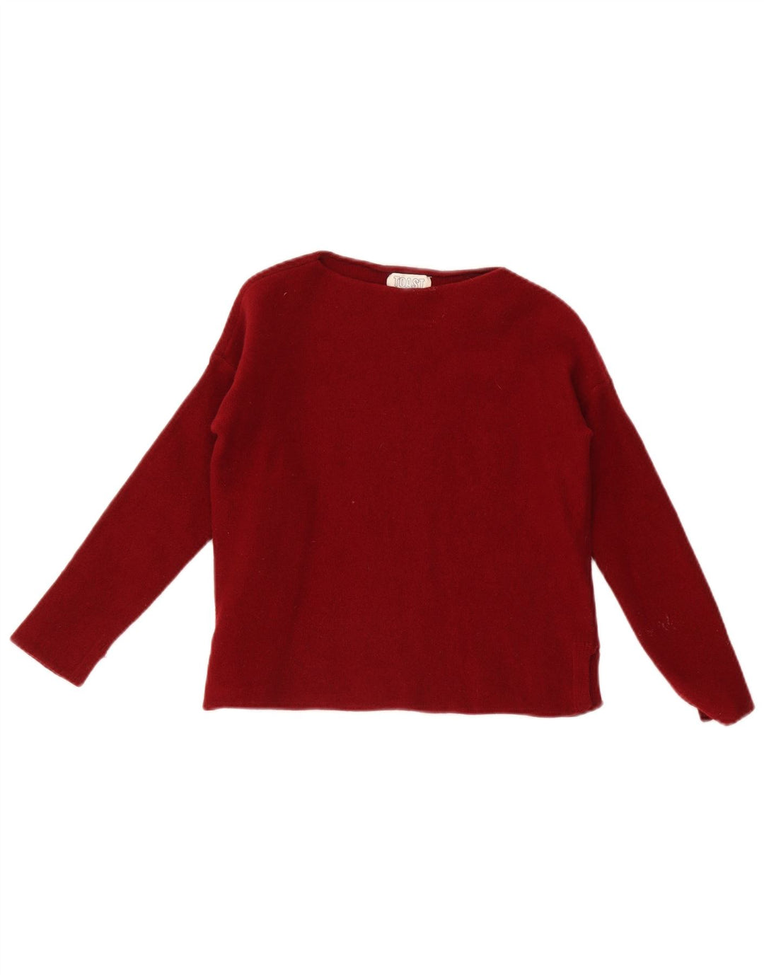 Damski sweter z dekoltem w łódkę Toast, mały/średni, czerwony, wełniany