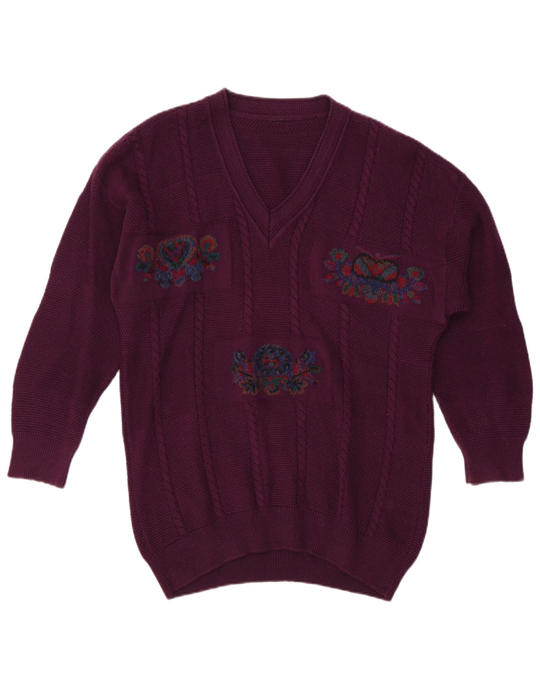 Męski sweter VINTAGE XL w fioletowe kwiaty