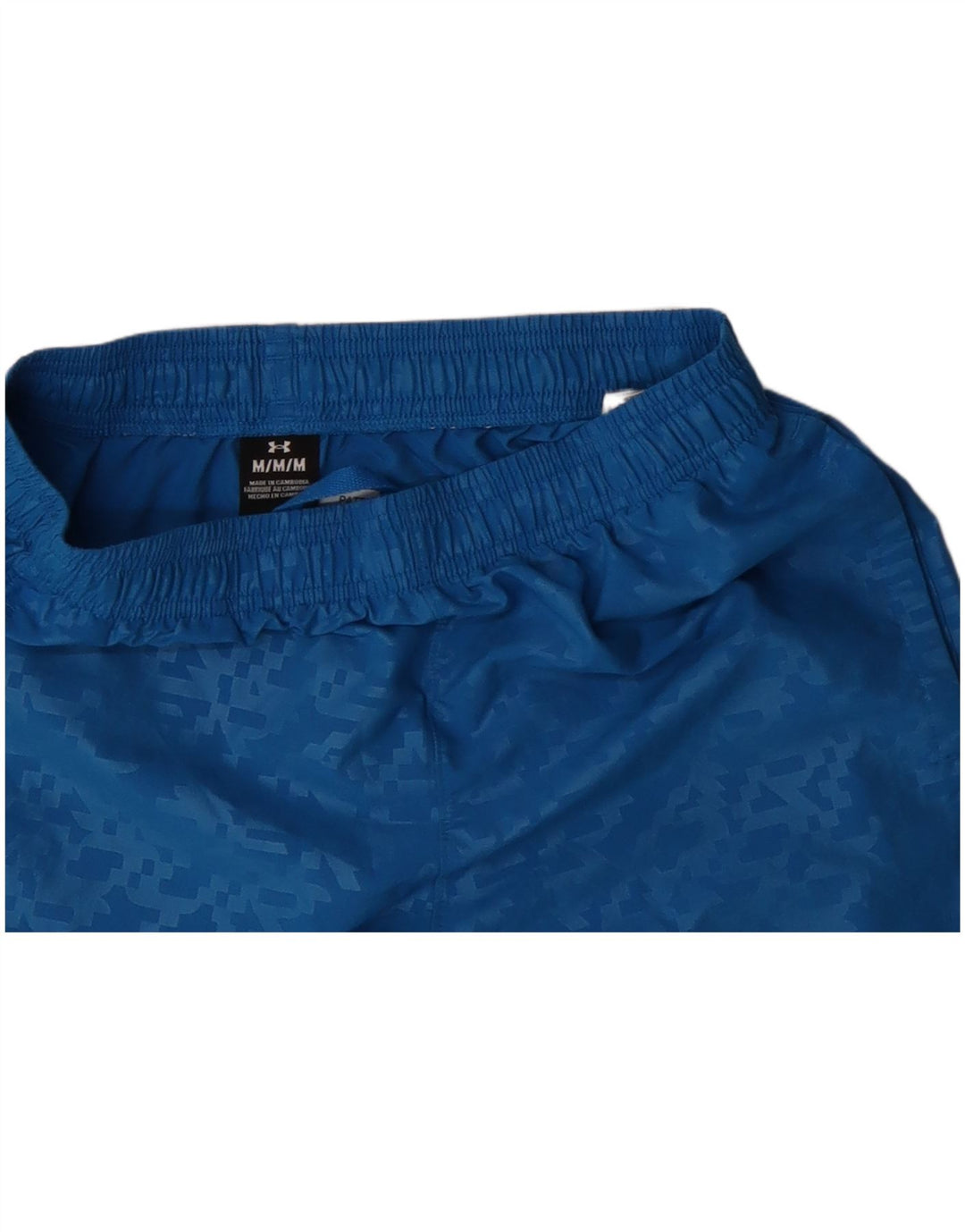 Męskie spodenki sportowe UNDER ARMOUR w kolorze średnioniebieskim, z geometrycznego poliestru