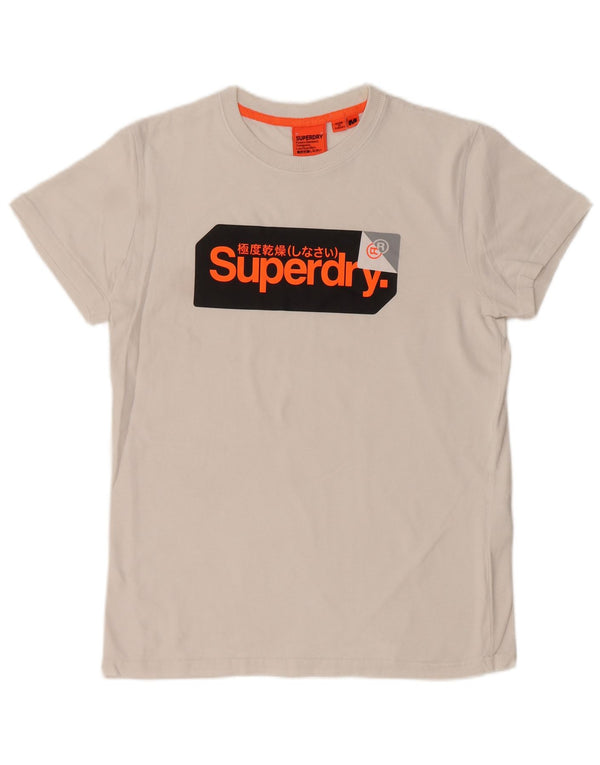 SUPERDRY Mens Graphic T-Shirt Top Medium White Cotton