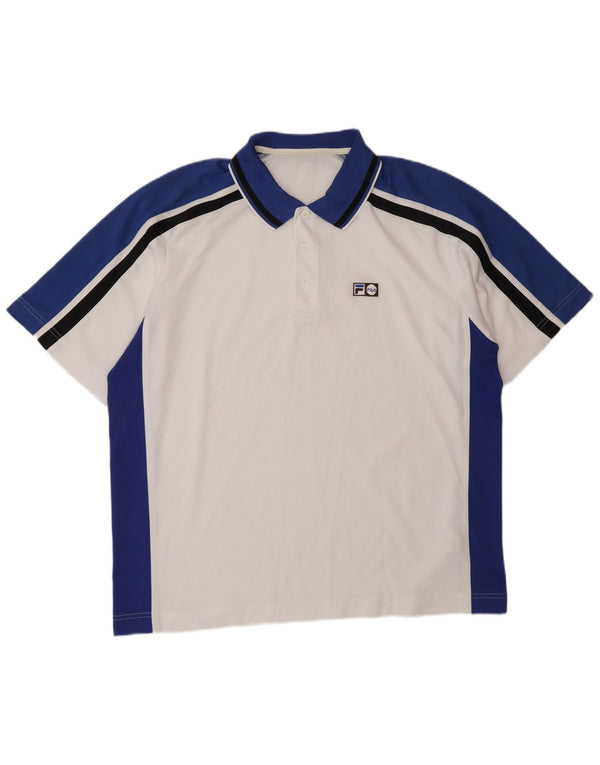 Męska koszulka polo FILA XL, biały, poliester z blokami kolorów