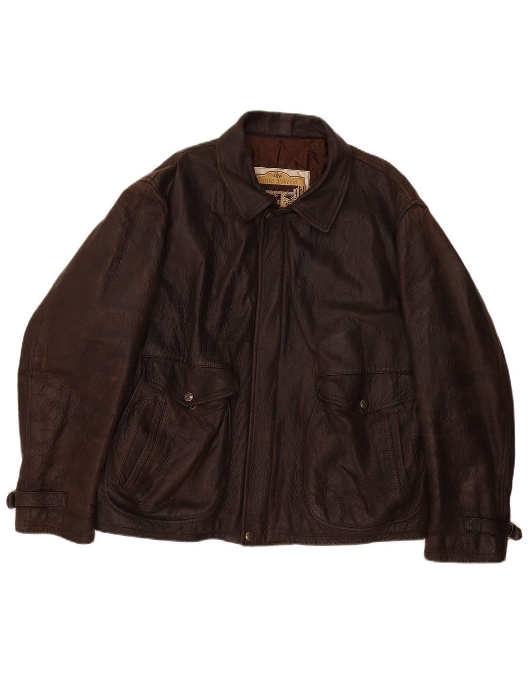 Vintage męska skórzana kurtka UK 42 XL brązowa