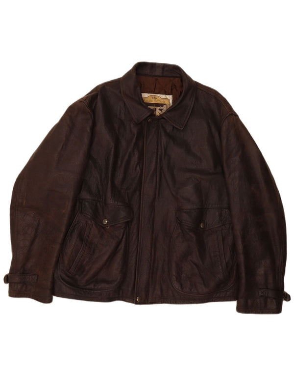 Vintage męska skórzana kurtka UK 42 XL brązowa