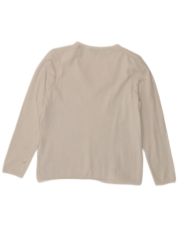 Sweter damski Tommy Hilfiger z dekoltem w kształcie litery V, UK 14, średni biały