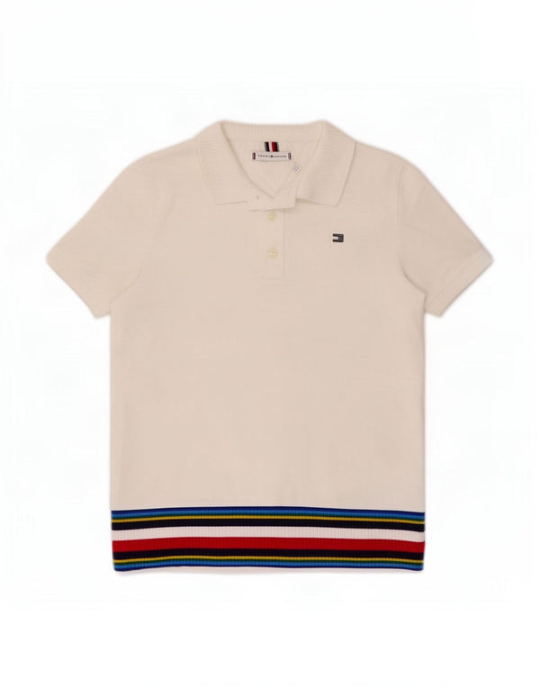 Damska koszulka polo Tommy Hilfiger UK 10, mała, bawełniana w białe paski