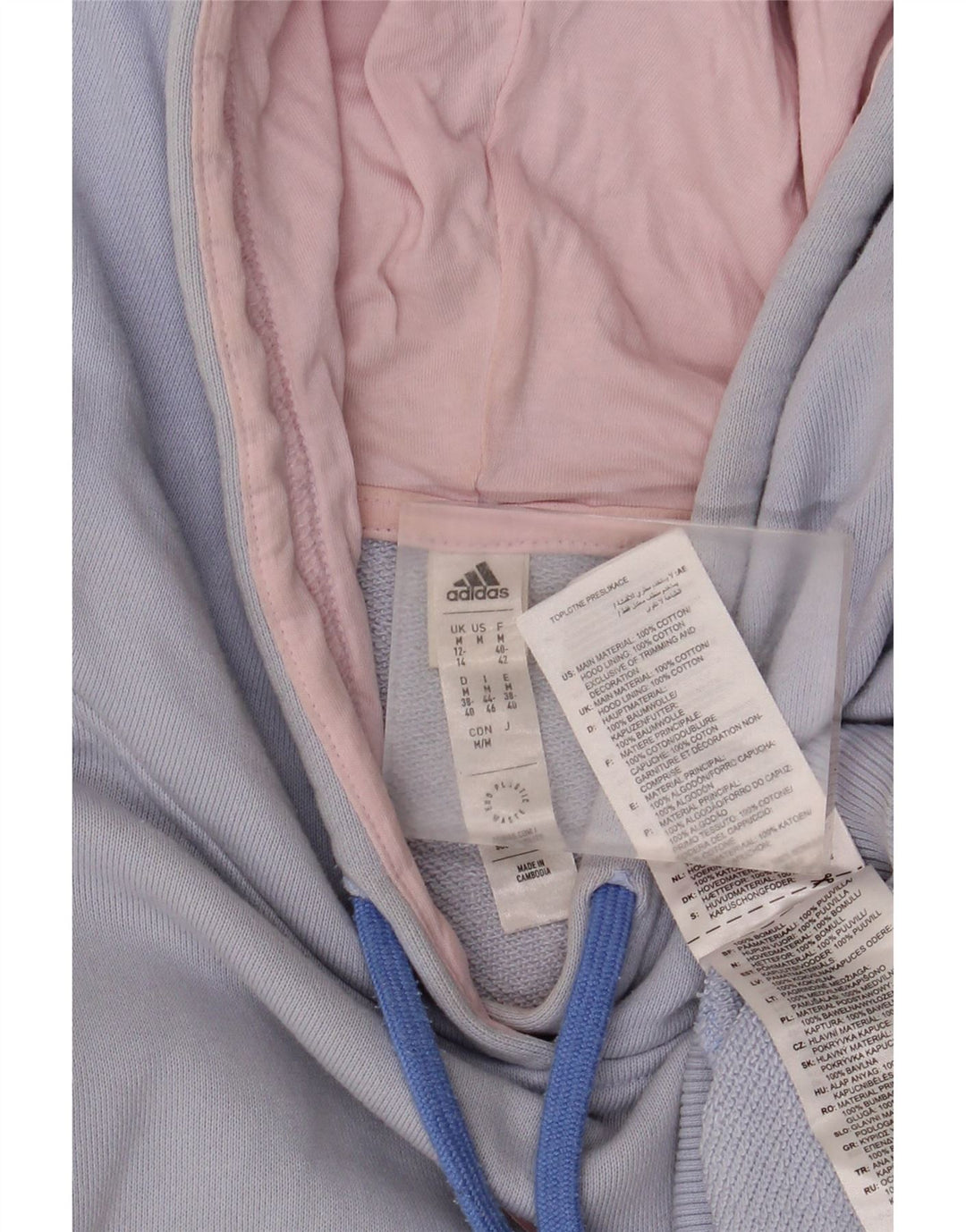 Damski sweter oversize z kapturem ADIDAS UK 12/14, średni niebieski, blok kolorów