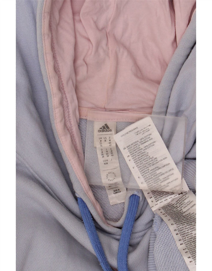 Damski sweter oversize z kapturem ADIDAS UK 12/14, średni niebieski, blok kolorów