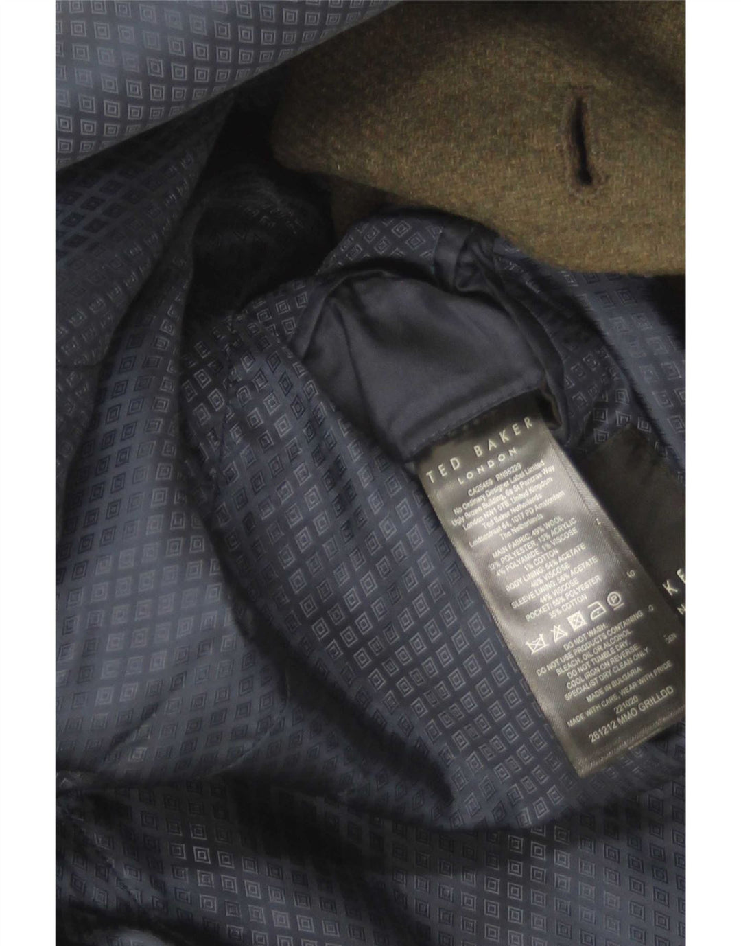 Płaszcz męski Ted Baker, rozmiar 4, duży, wełniany khaki