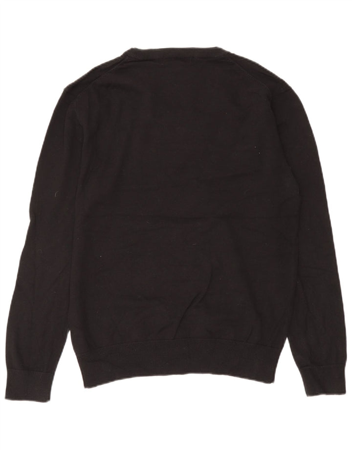 Męski sweter z dekoltem w serek French Connection, mały, czarny, bawełniany