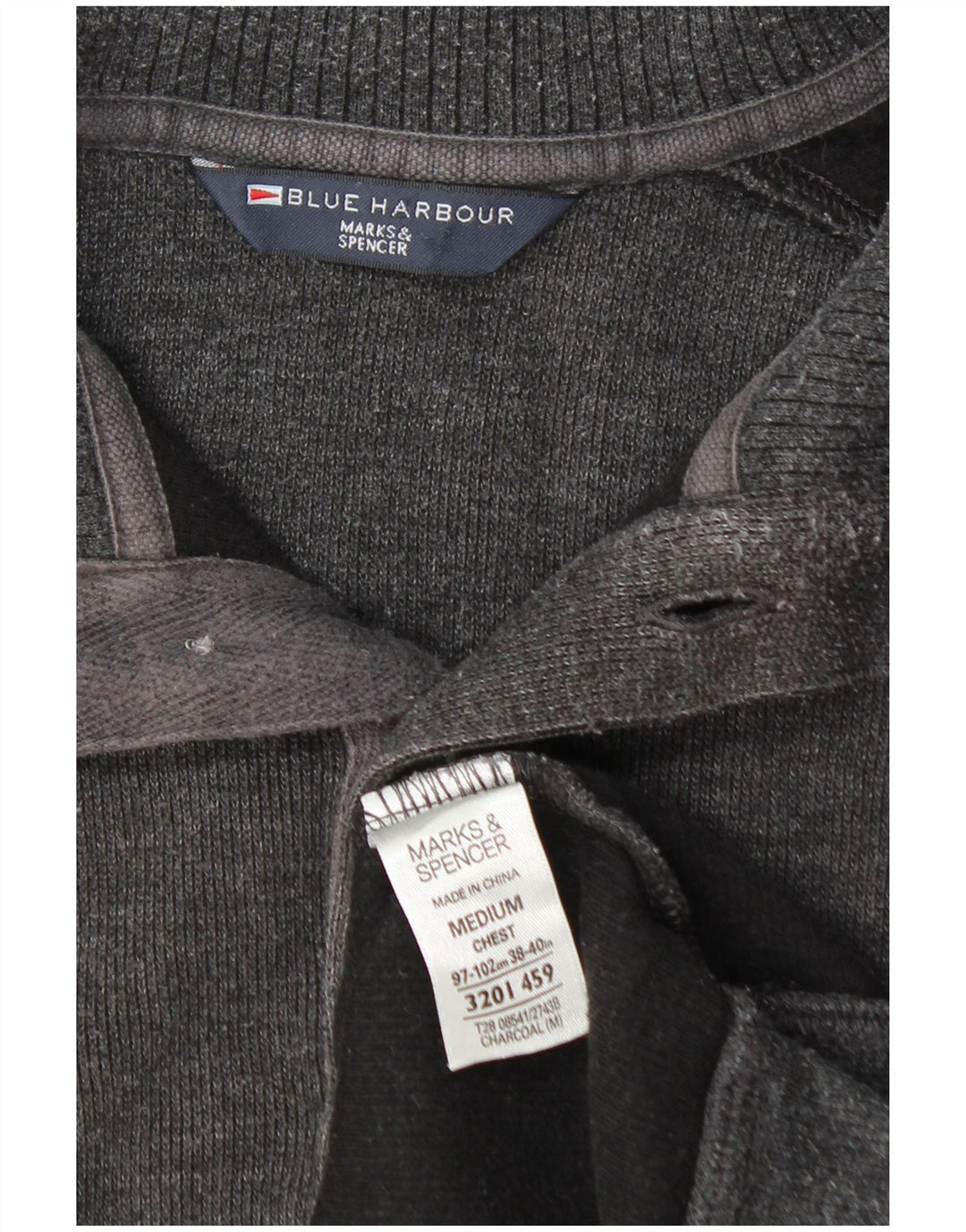 Marks & Spencer Męski sweter zapinany na guziki, średnioszary, bawełniany