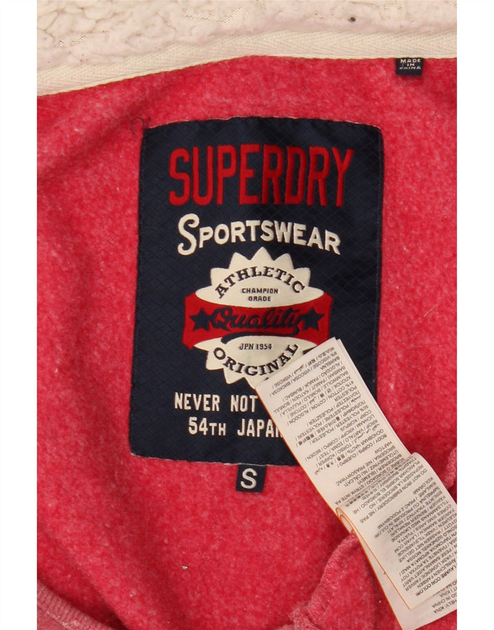 Damski sweter z kapturem i zamkiem błyskawicznym Superdry, UK 10, mały, różowy, poliester