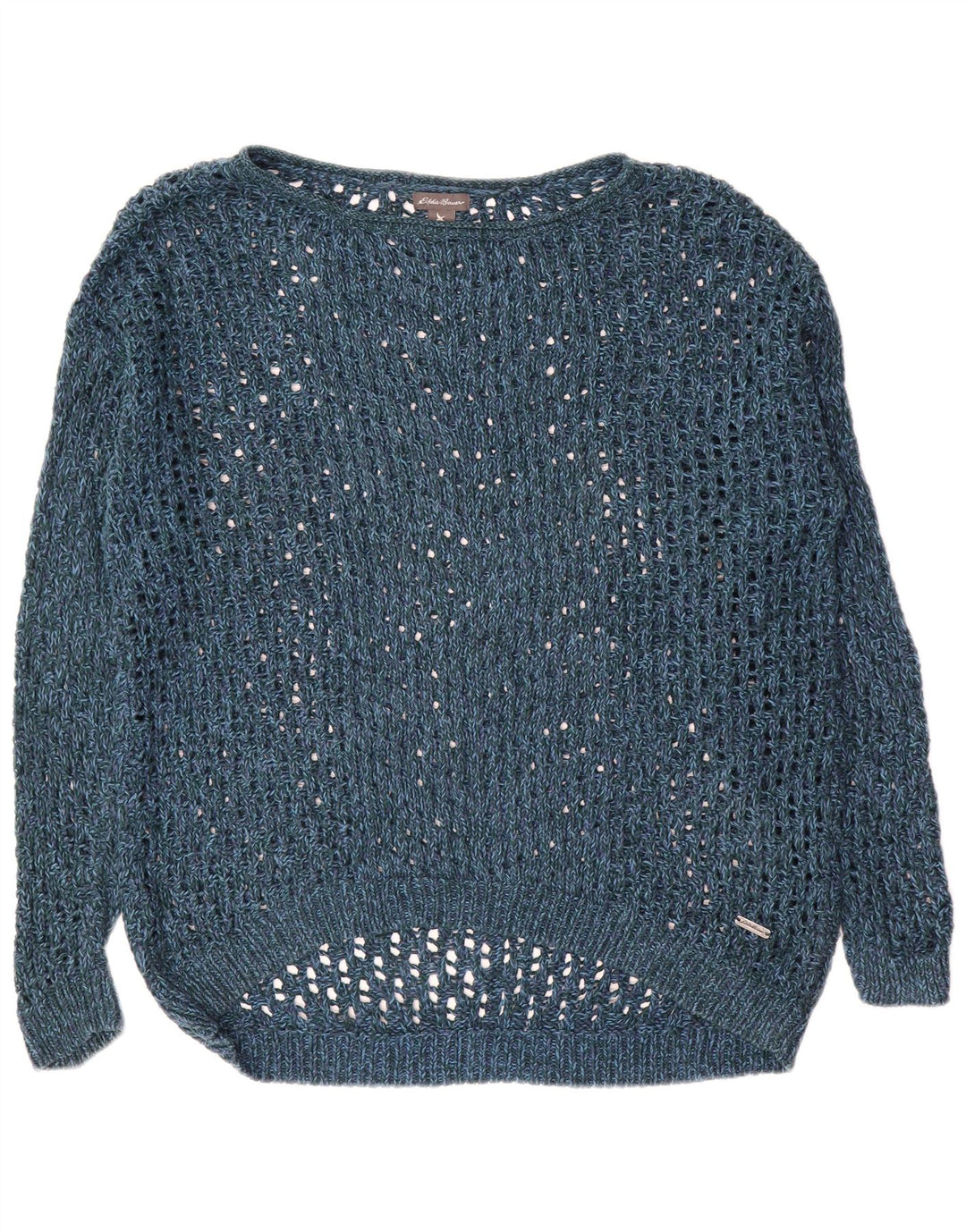 Damski sweter oversize Eddie Bauer z dekoltem w łódkę UK 14 Medium Navy Blu