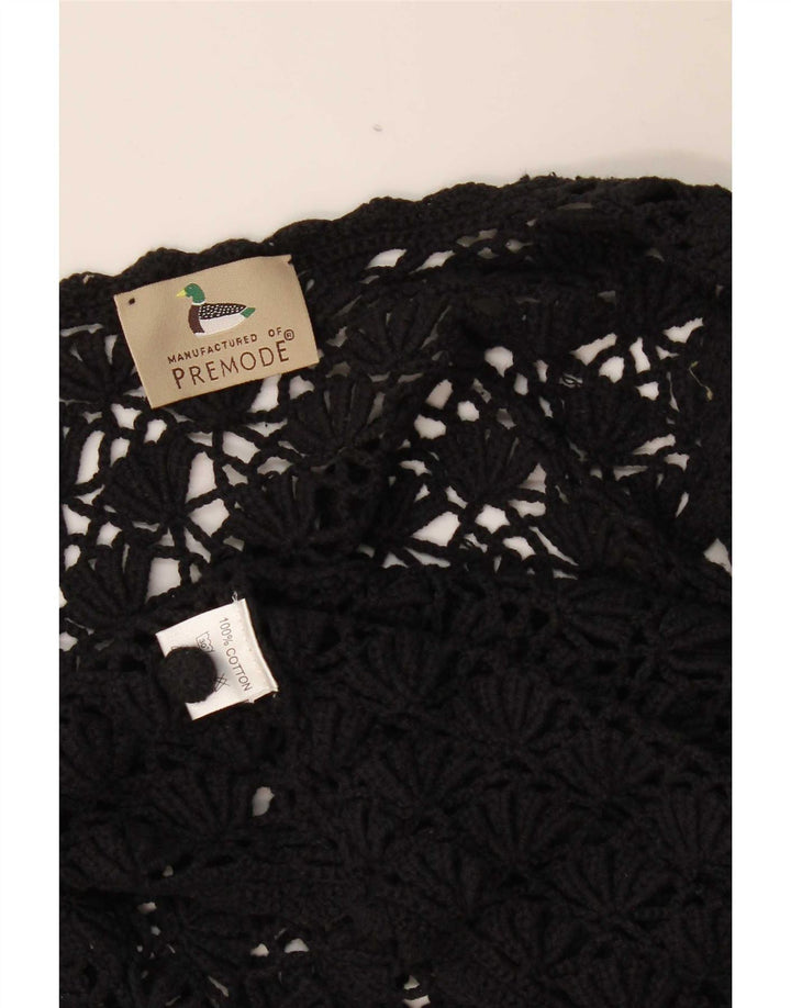Premode damski kardigan o kroju Crochet UK 12, średnia czarna bawełna