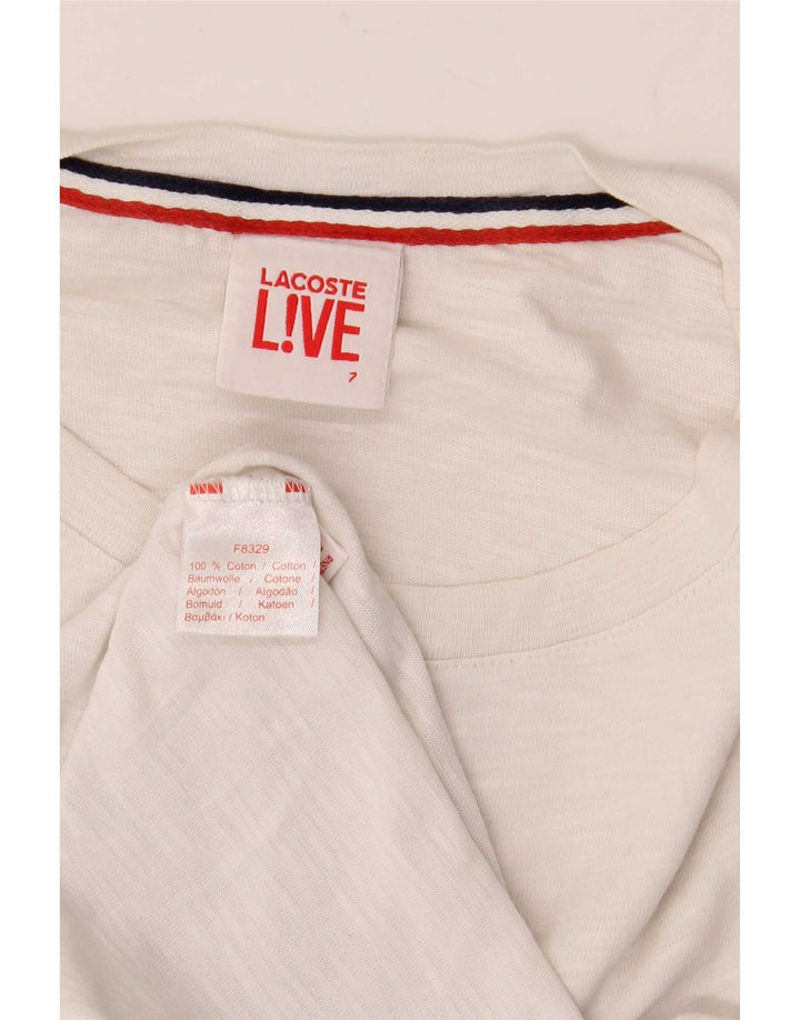 T-shirt męski Lacoste, rozmiar 7, 2XL, biała bawełna w plamki
