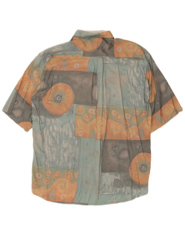 Męska koszula z krótkim rękawem w stylu vintage, abstrakcyjny wzór, duża, wielobarwna