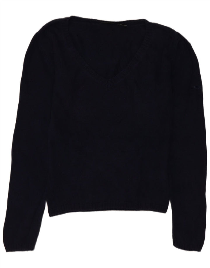 Sweter damski Fila z dekoltem w kształcie litery V, UK 14, średni granatowy, bawełniany