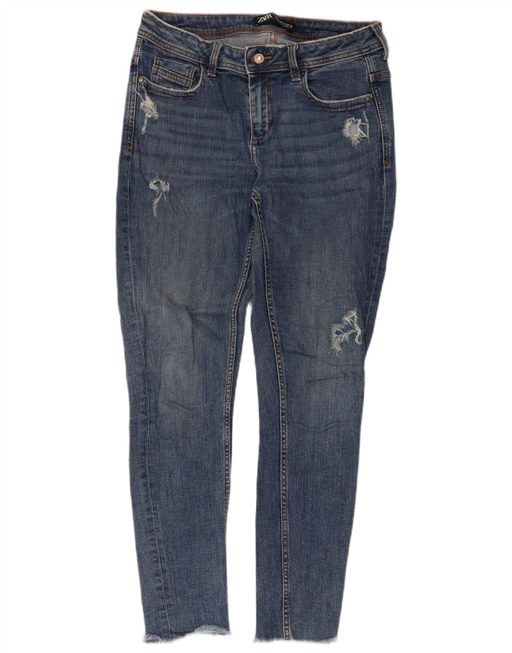 Damskie jeansy rurkowe Zara w trudnej sytuacji EU 40 Medium W30 L27 Niebieskie