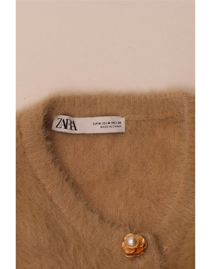 Damski sweter rozpinany z rękawem 3/4 Zara UK 14 średni beż