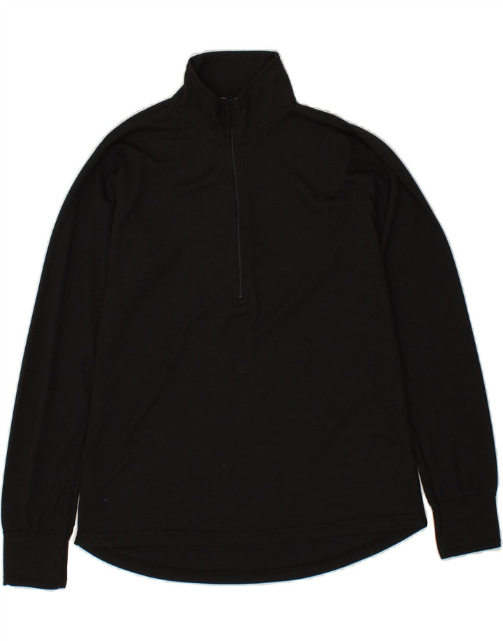 LANDS END Womens Zip Neck Top Long Sleeve UK 10/12 Medium Black Polyester Vintage Lands End and Second-Hand Lands End from Messina Hembry 