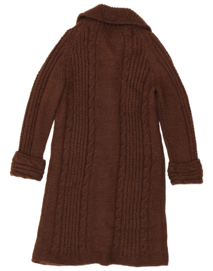 Sweter damski o przedłużonym kroju w stylu vintage, UK 14, średni brąz