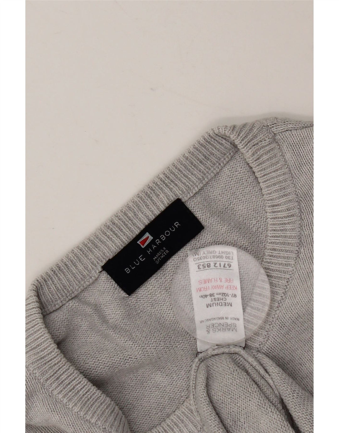 Marks & Spencer Męski sweter z okrągłym dekoltem, UK 38/40, średni szary