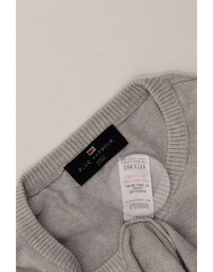 Marks & Spencer Męski sweter z okrągłym dekoltem, UK 38/40, średni szary