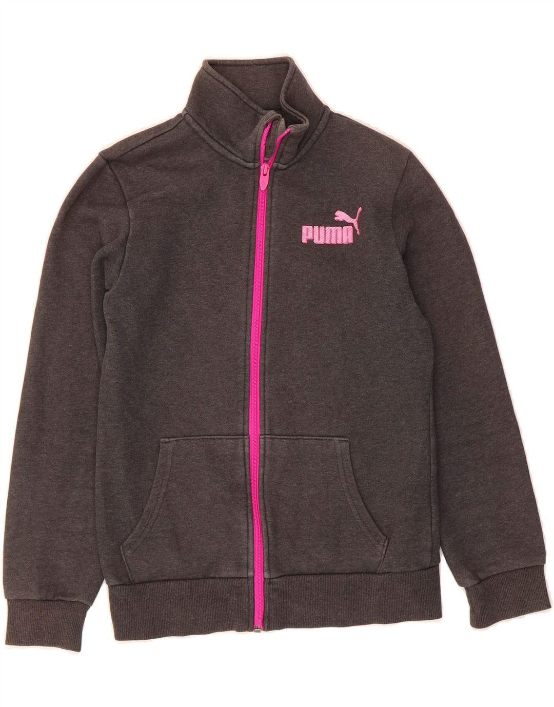 PUMA Girls Tracksuit Top Jacket 13-14 Years Grey Cotton Vintage Puma and Second-Hand Puma from Messina Hembry 