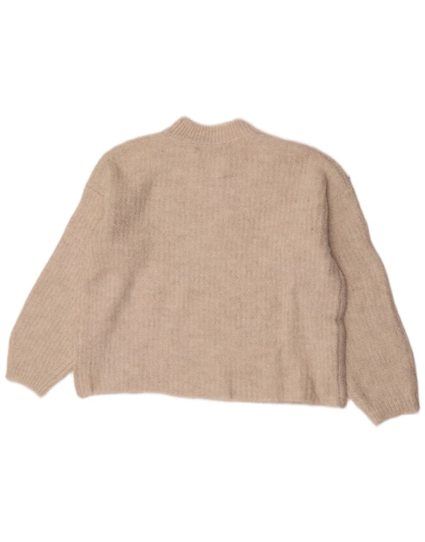 Marks & Spencer Damski sweter z okrągłym dekoltem, UK 14, średni beż, akryl