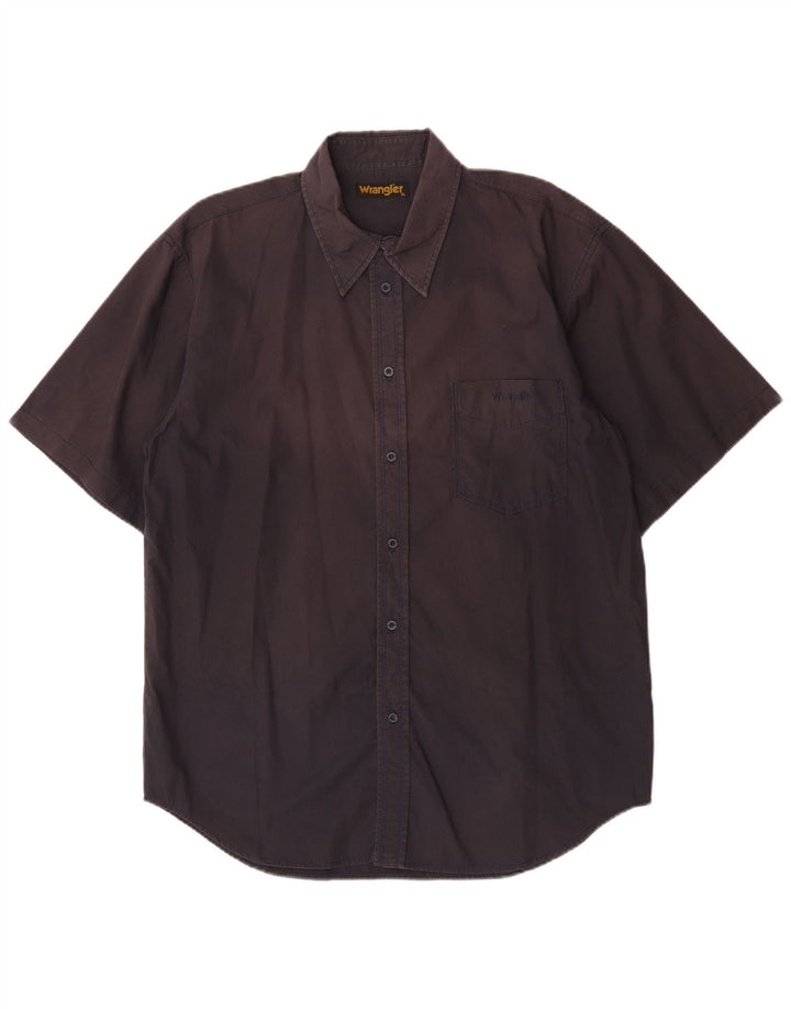Koszula męska z krótkim rękawem Wrangler XL, brązowa, bawełniana