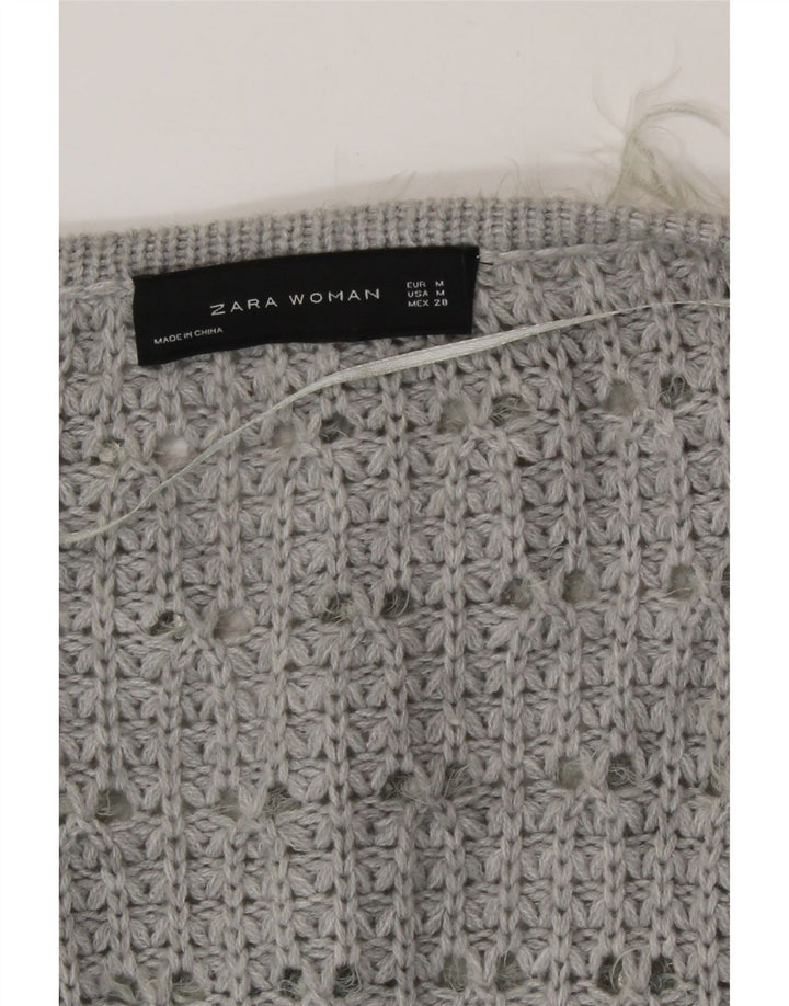 Damski sweter oversize Zara z dekoltem w kształcie litery V, UK 14, średni czarny, blok kolorów