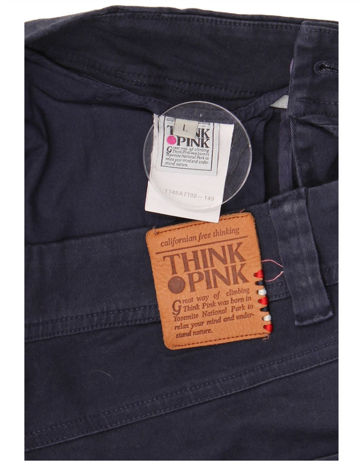 THINK PINK Męskie proste spodnie chino, duże W34 L33 Granatowa bawełna