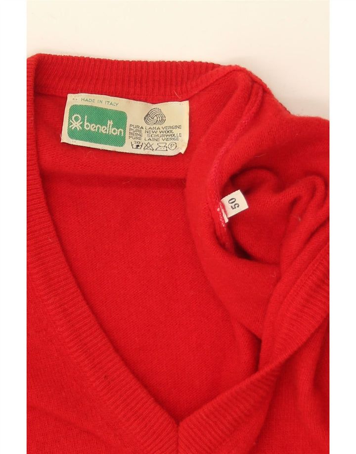 BENETTON Mens Vest Tank Top IT 50 Medium Red Wool Vintage Benetton and Second-Hand Benetton from Messina Hembry 