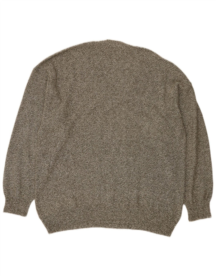 Męski sweterek Engbers z dekoltem w szpic IT 50, bawełniany w średnie szare paski