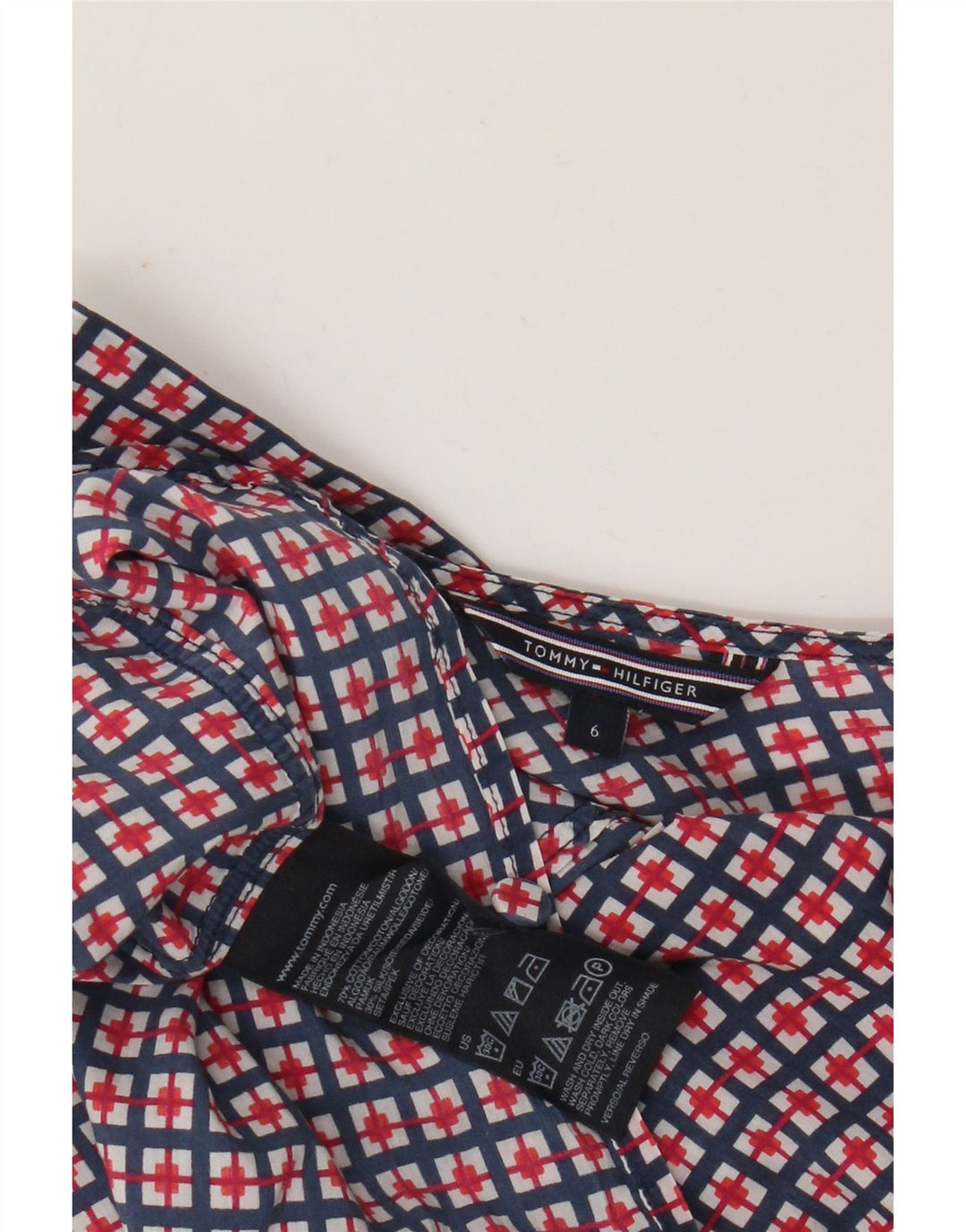 Damska bluzka Tommy Hilfiger US 6, średnia, granatowa, geometryczna bawełna