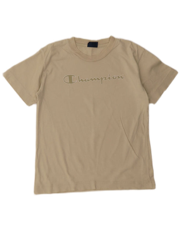 Chłopięcy T-shirt z grafiką Champion, 9-10 lat, beżowa bawełna