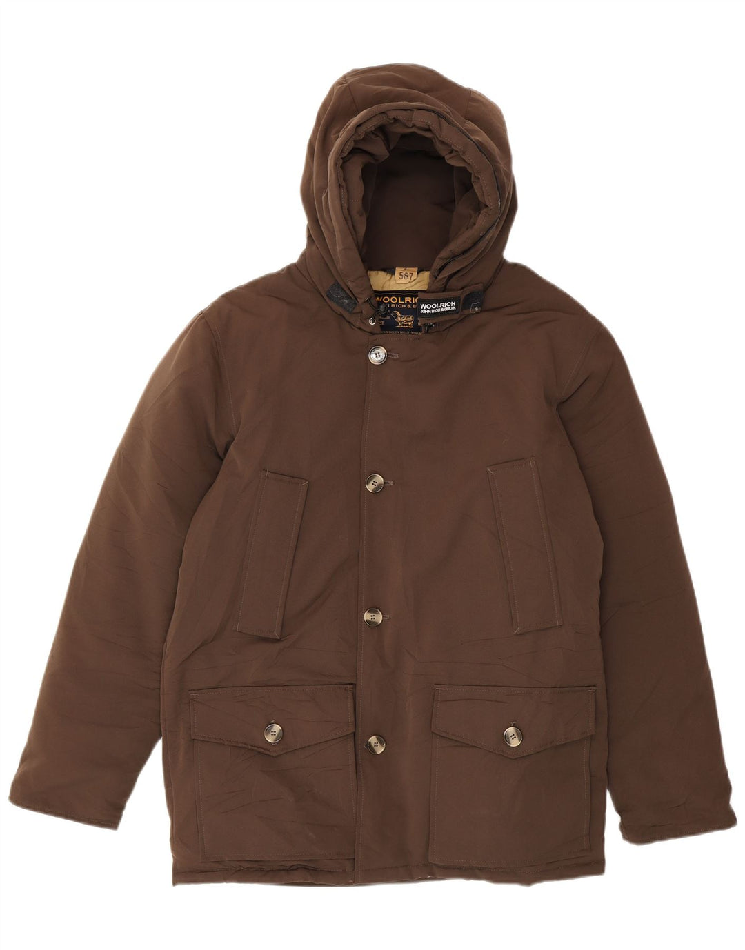 Męska ocieplana kurtka z kapturem Woolrich UK 36 Small Brown