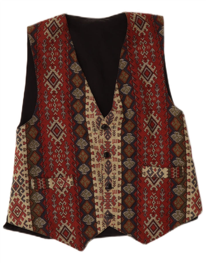 Vintage męska kamizelka średnia wielobarwna geometryczna aztec