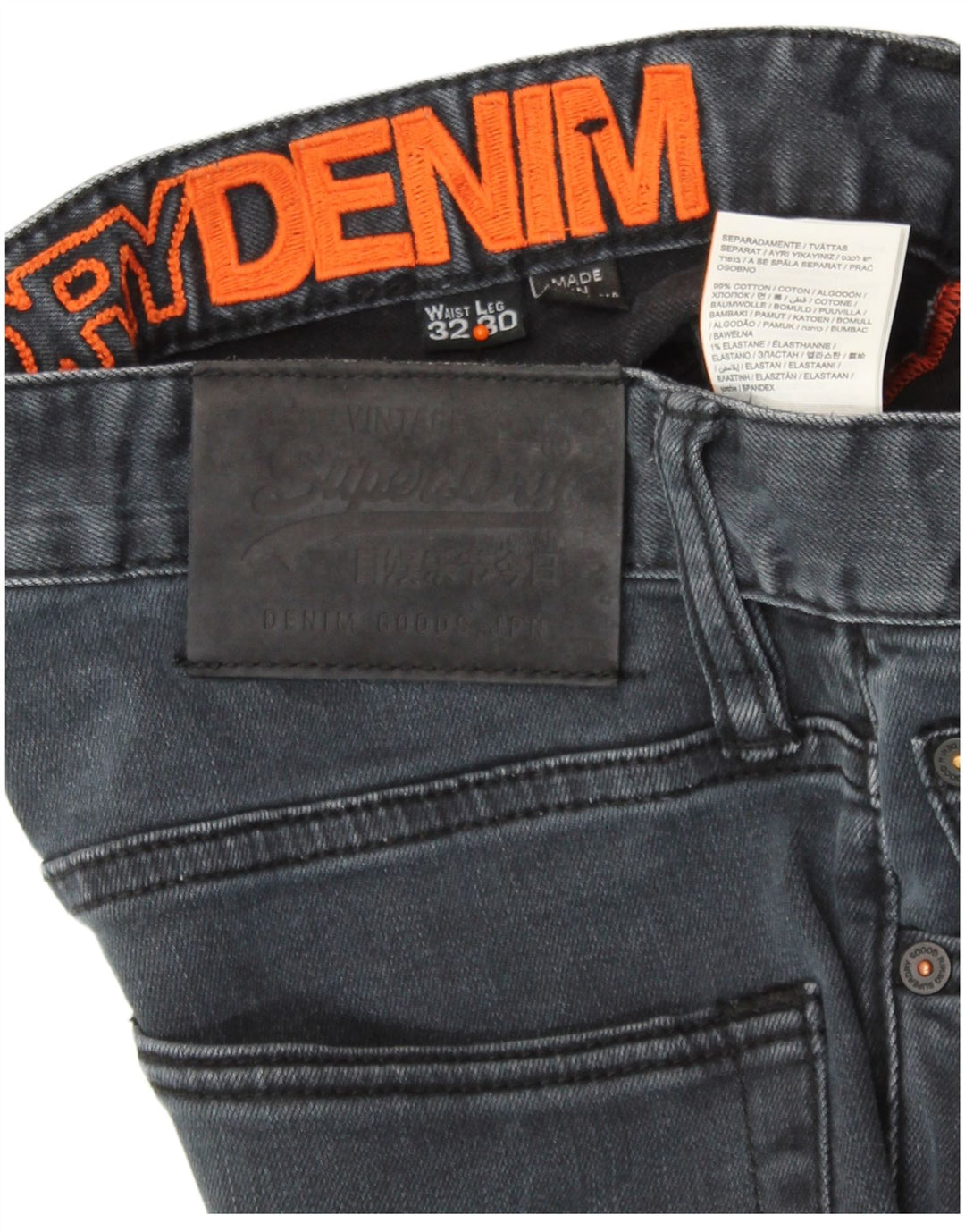 SUPERDRY Męskie jeansy slim W32 L30 Niebieskie bawełniane