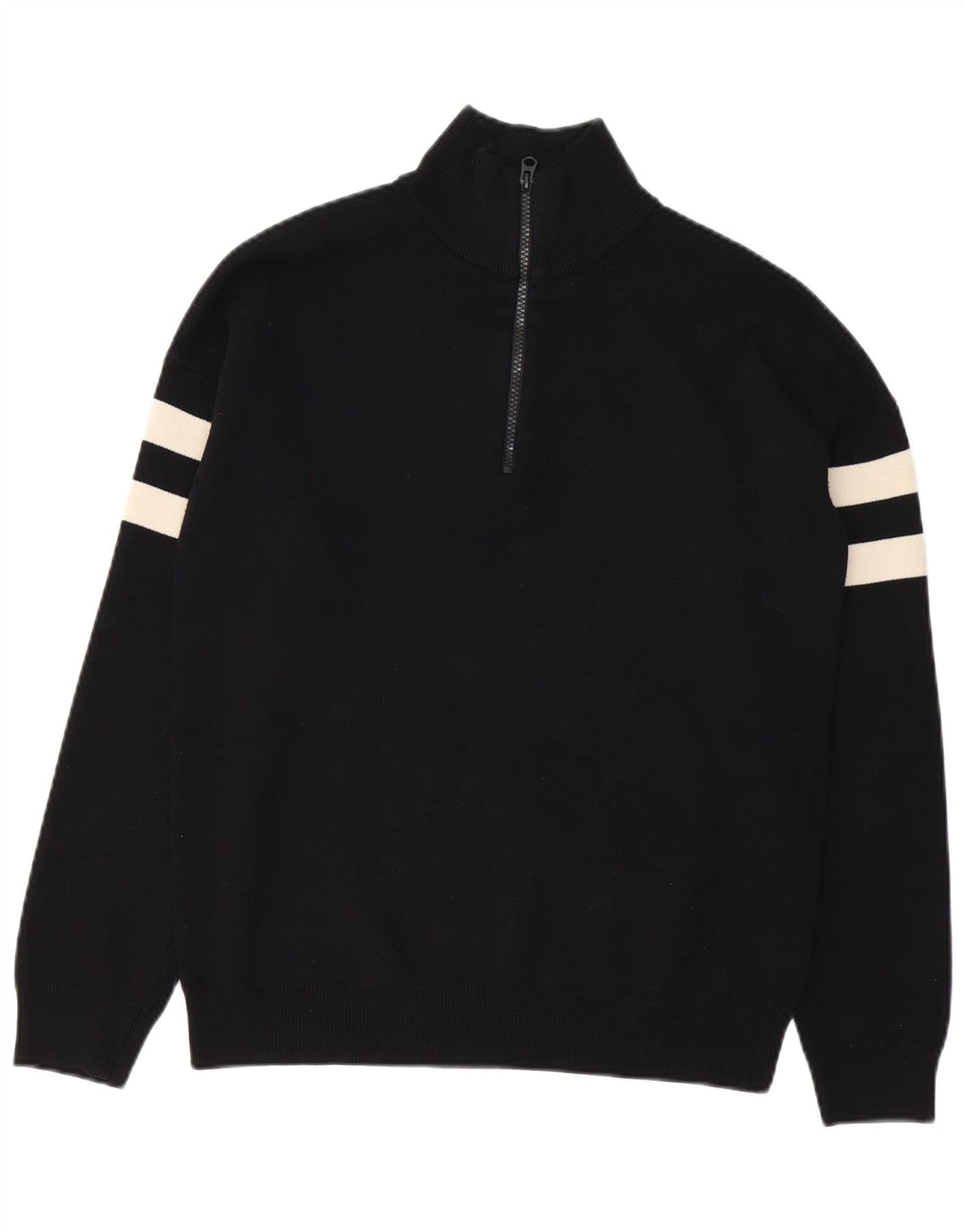 Męski sweter zapinany na zamek French Connection, mały, czarny, z blokami kolorów
