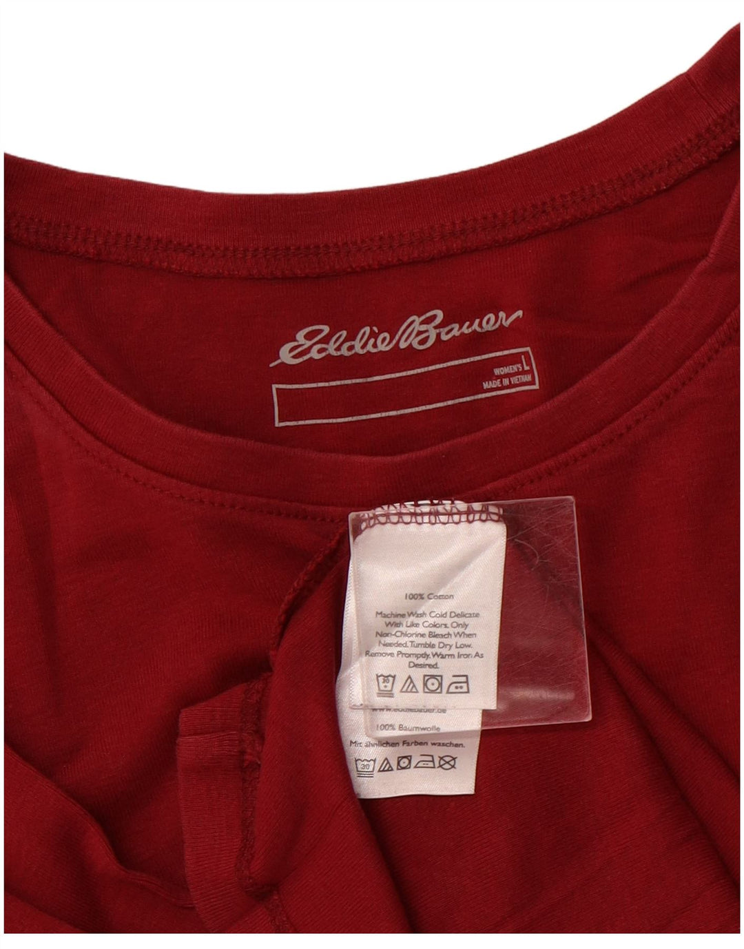 EDDIE BAUER Damski top z długim rękawem UK 14, duży, bordowy, bawełniany