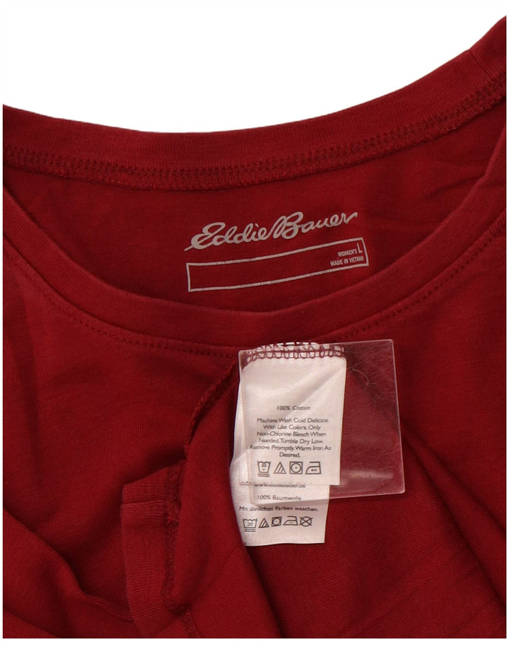 EDDIE BAUER Damski top z długim rękawem UK 14, duży, bordowy, bawełniany