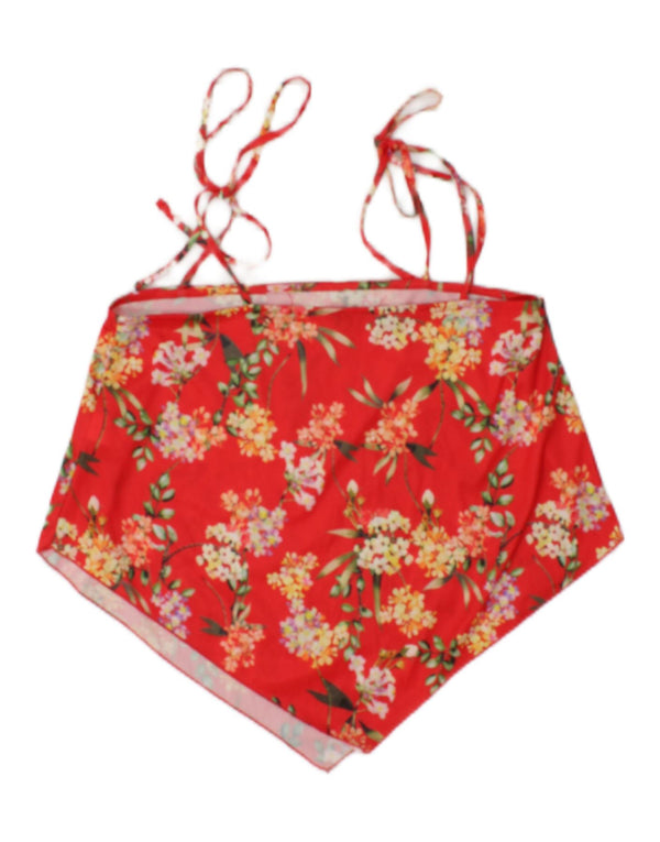 Damski top Zara Crop Asymetryczny Top na ramiączkach UK 10, mały, czerwony, w kwiaty, poliester