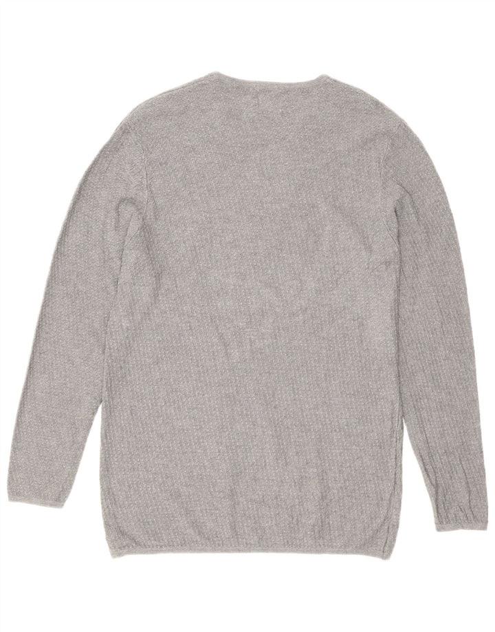 Męski sweter z okrągłym dekoltem Zara, duży, szary