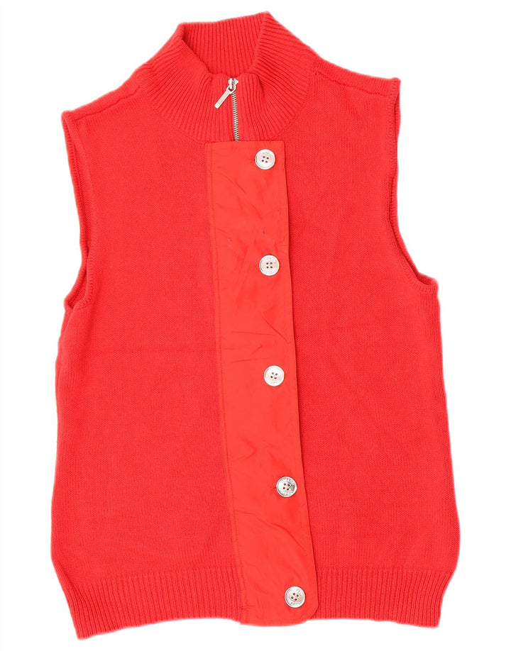 Damski sweter rozpinany bez rękawów CHAPS UK 16, duży, czerwony, bawełniany