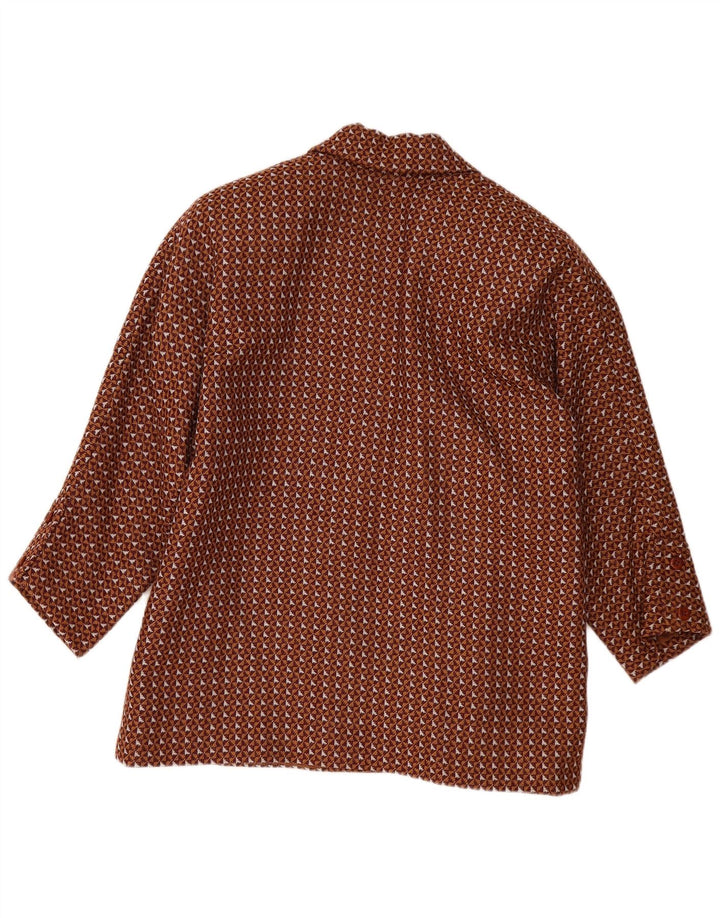 Vintage damska marynarka oversize UK 20 2XL brązowa geometryczna