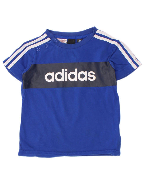 Adidas Baby Boys Graphic T-Shirt Top 12-18 miesięcy Niebieska bawełna z blokami kolorów