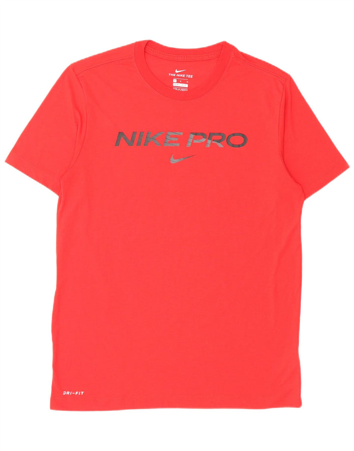 NIKE Mens Dri Fit Graphic T-Shirt Top Medium Red Polyester